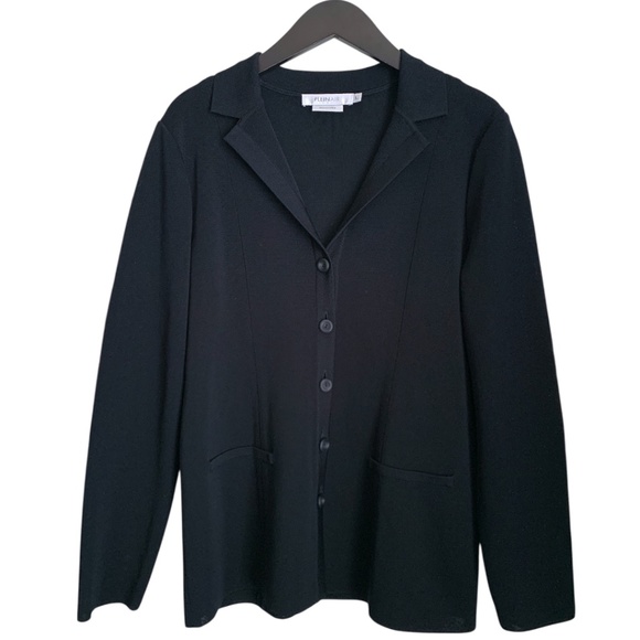 🌞 Plein Air Womens Black Jacket Large Front Pockets Sweater Blazer - Picture 1 of 5